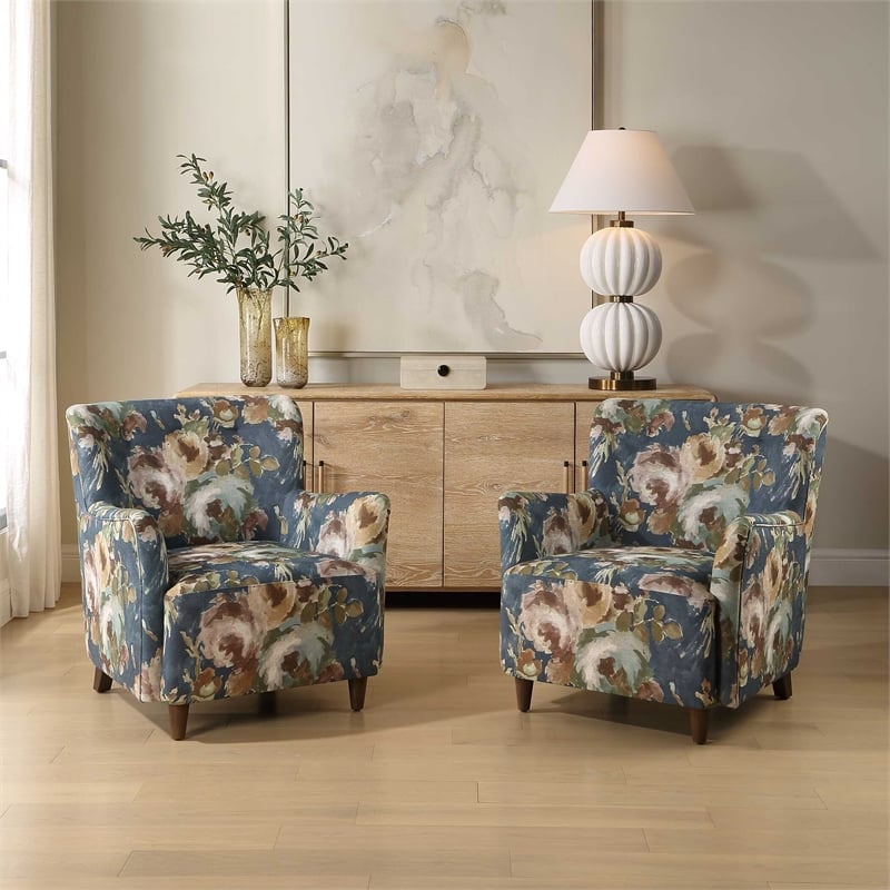 Uttermost Lainey Floral Upholstered Armchair in Blue