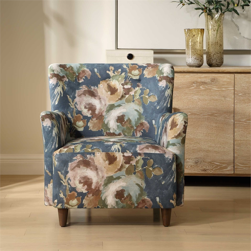 Uttermost Lainey Floral Upholstered Armchair in Blue