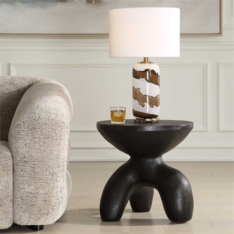 Uttermost Veta Indoor-Outdoor Organic Design Accent Table in Black