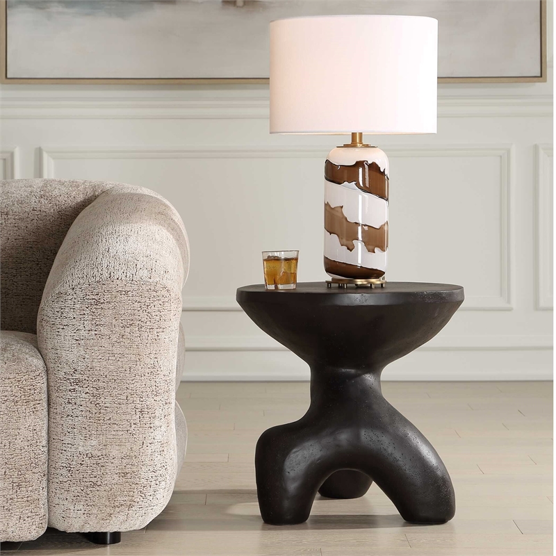 Uttermost Veta Indoor-Outdoor Organic Design Accent Table in Black