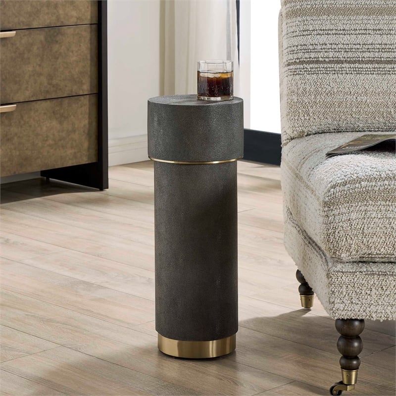 Uttermost Wessex Charcoal Drink Table with Brass Accents