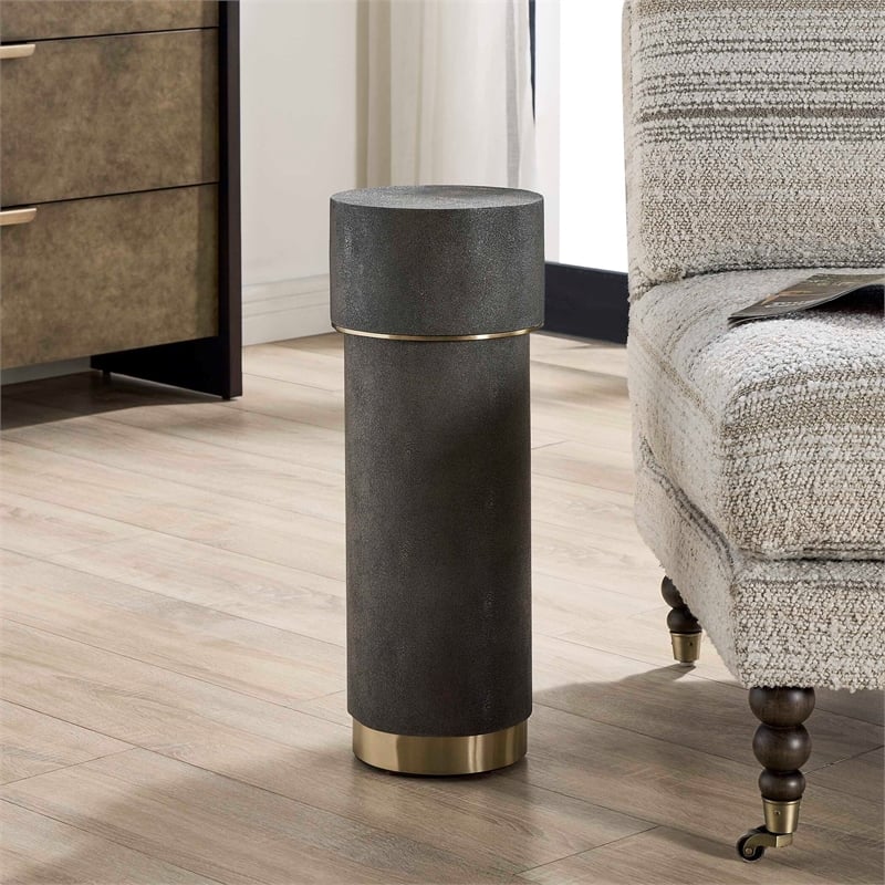 Uttermost Wessex Charcoal Drink Table with Brass Accents