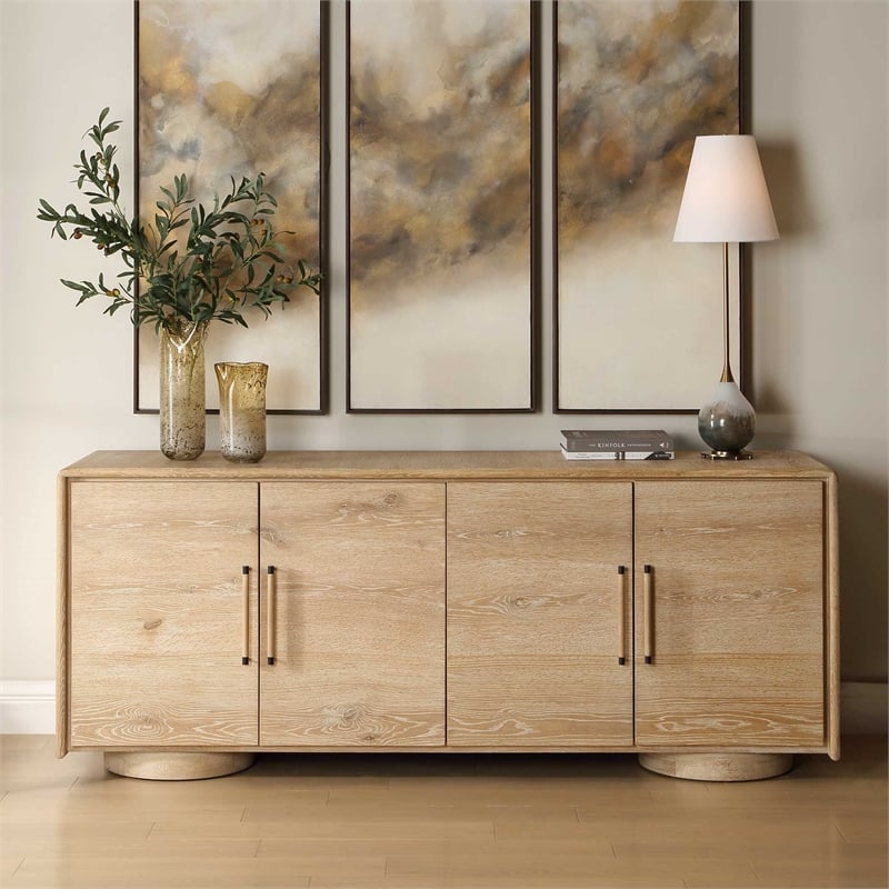 Uttermost Evanston 4 Door Natural Oak Cabinet