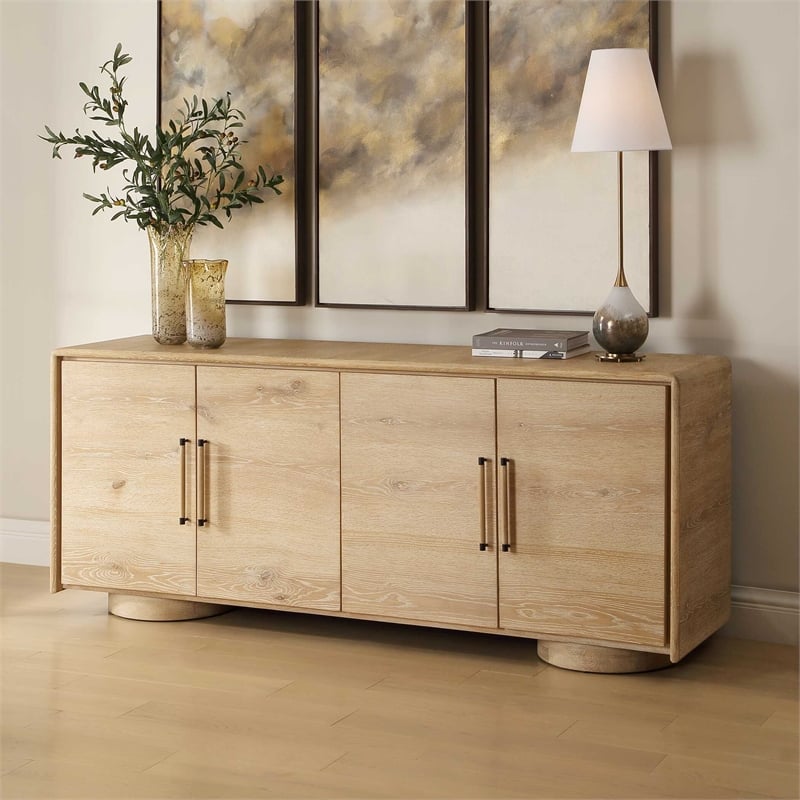 Uttermost Evanston 4 Door Natural Oak Cabinet