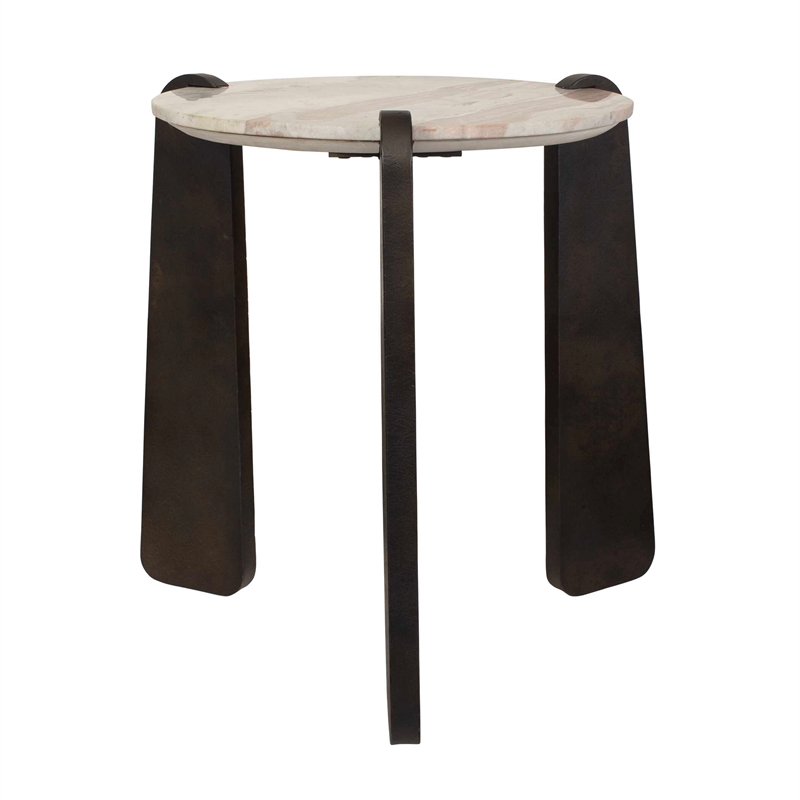 Uttermost Talud Modern Marble Side Table in Bronze