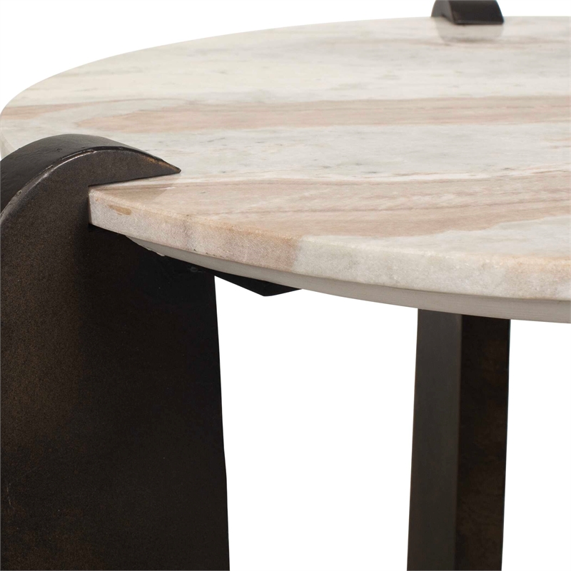 Uttermost Talud Modern Marble Side Table in Bronze