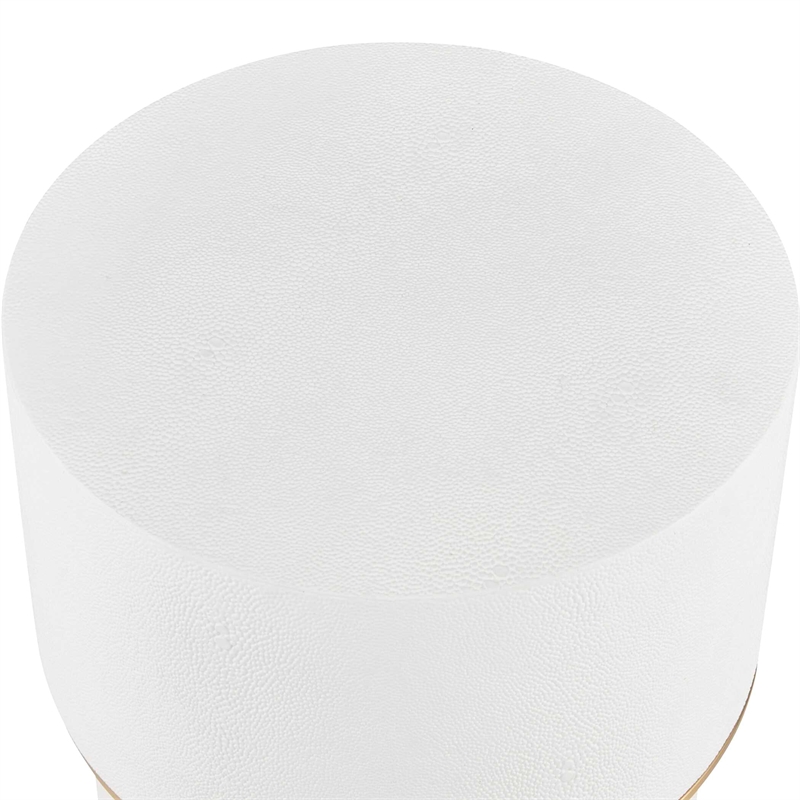 Uttermost Wessex Drink Table in White Faux Shagreen / Brushed Brass