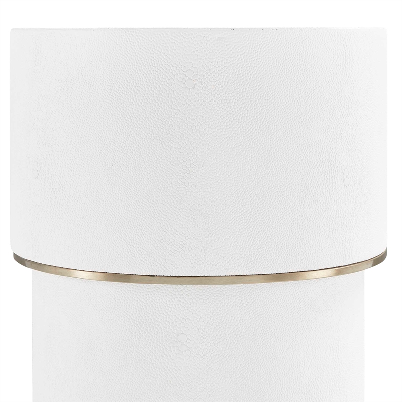 Uttermost Wessex Drink Table in White Faux Shagreen / Brushed Brass