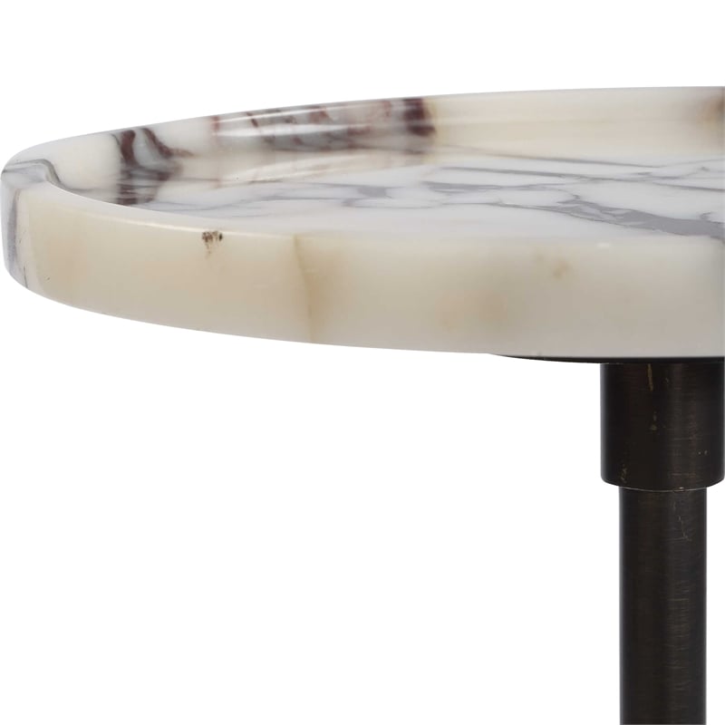 Uttermost Brunson Marble Drink Table in White