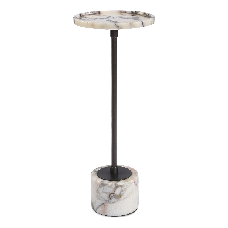 Uttermost Brunson Marble Drink Table in White