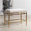 Uttermost Karleen Plush Small Ivory Chenille Bench inn Antique Brass Finish