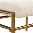 Uttermost Karleen Plush Small Ivory Chenille Bench inn Antique Brass Finish