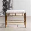 Uttermost Karleen Plush Small Ivory Chenille Bench inn Antique Brass Finish