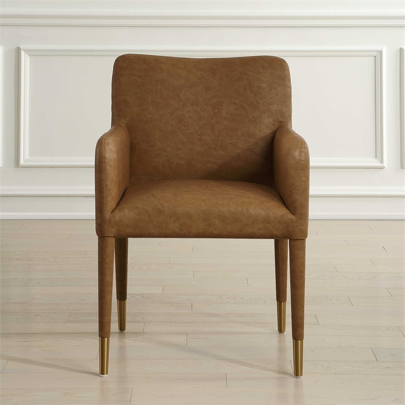 Uttermost Conifer Dining Armchair in Camel