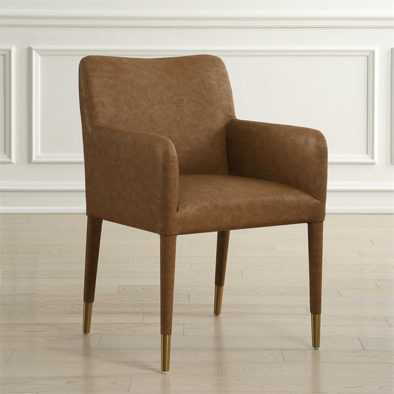 Uttermost Conifer Dining Armchair in Camel