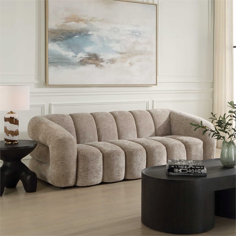 Uttermost Modella Upholstered Chenille Sofa in Brown