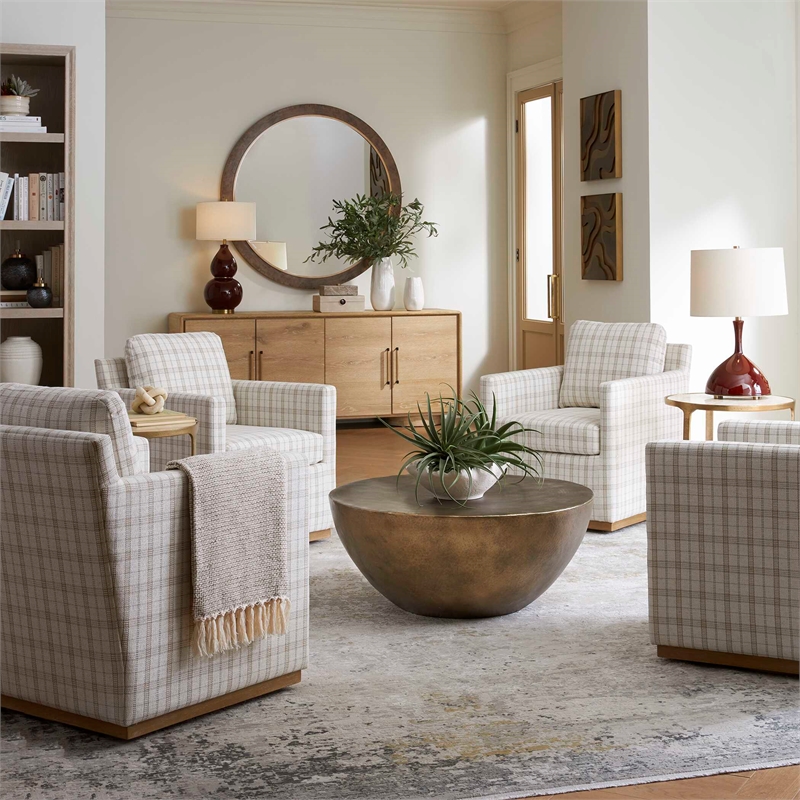 Uttermost Basie Casual Linen Swivel Chair in White