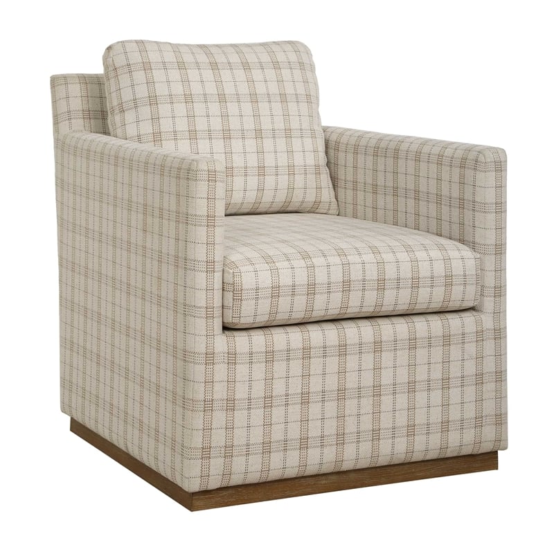 Uttermost Basie Casual Linen Swivel Chair in White