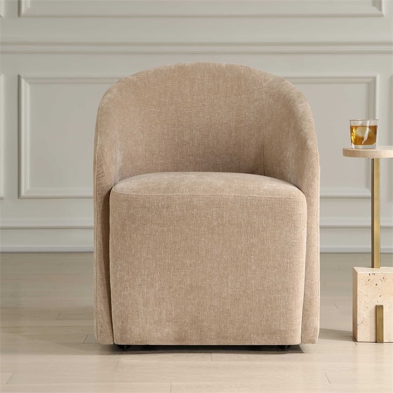 Uttermost Harbor Crosshatched Polyester Velvet Dining Chair in Flax