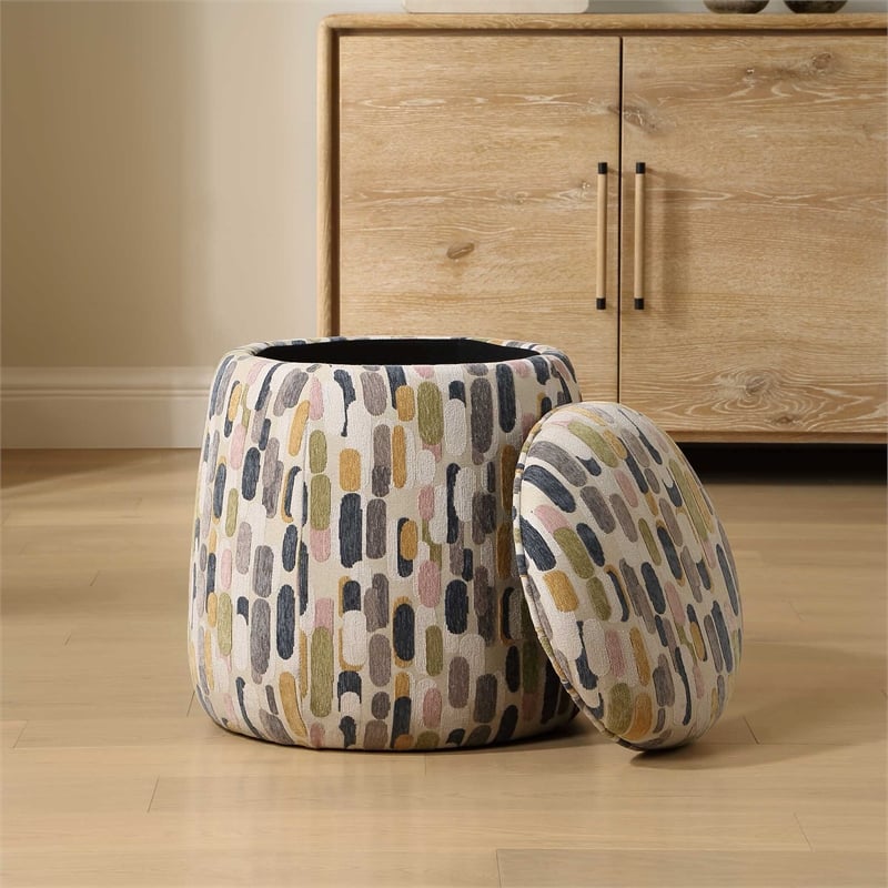 Uttermost Arem Upholstered Ottoman in Multi-Color