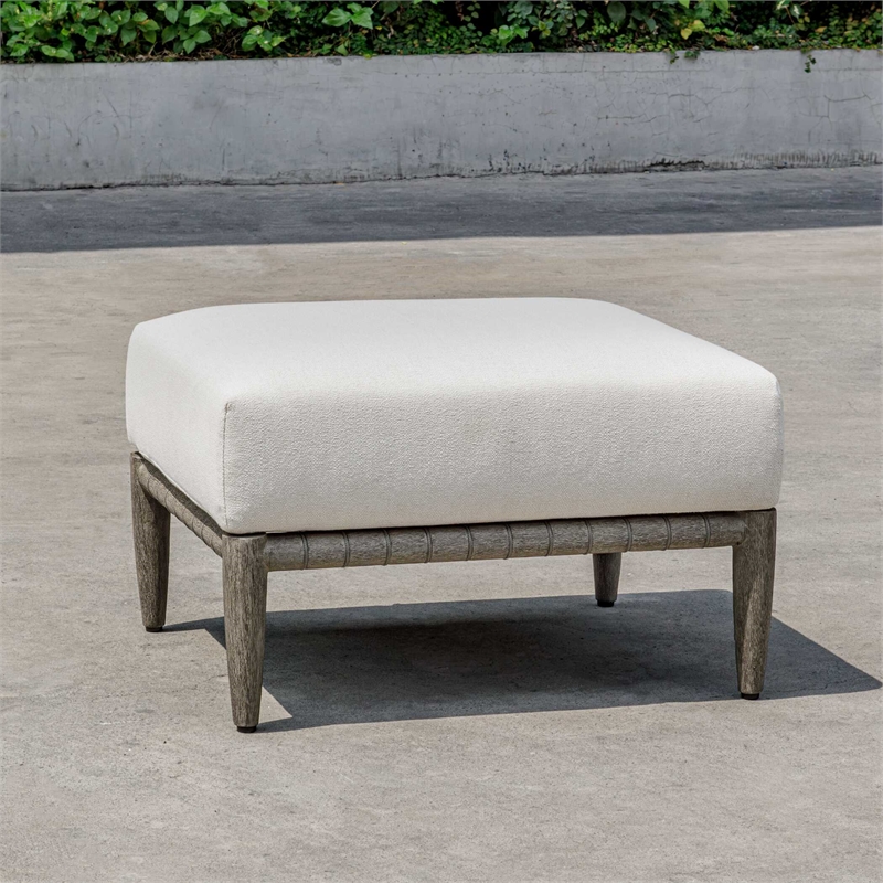 Uttermost Borneo Cushion Outdoor Ottoman in White