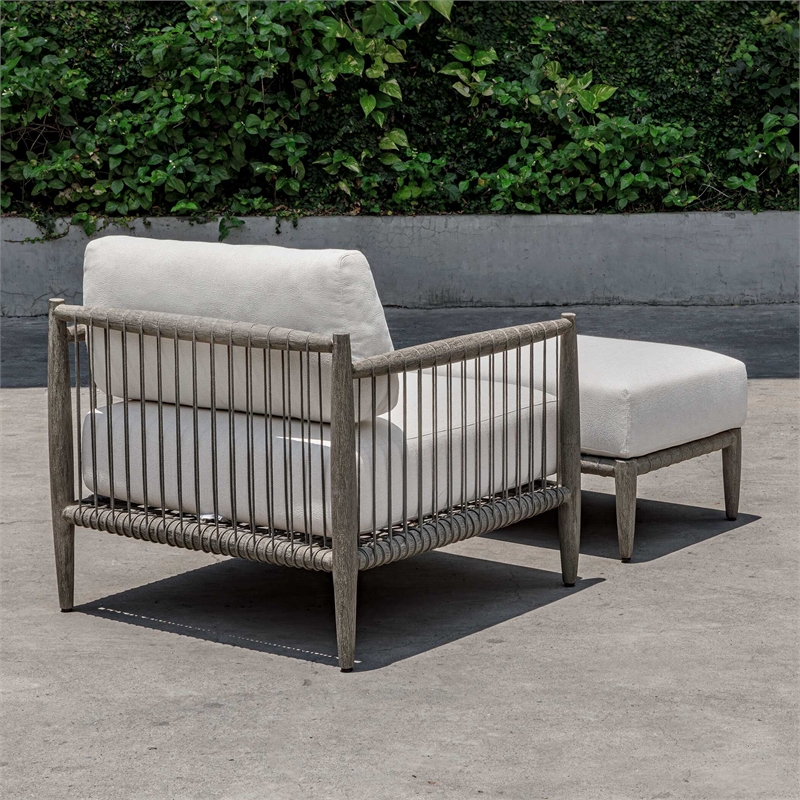 Uttermost Borneo Cushion Outdoor Ottoman in White