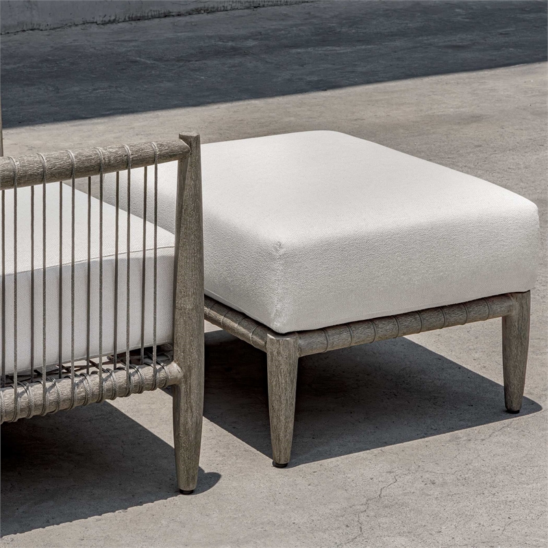 Uttermost Borneo Cushion Outdoor Ottoman in White