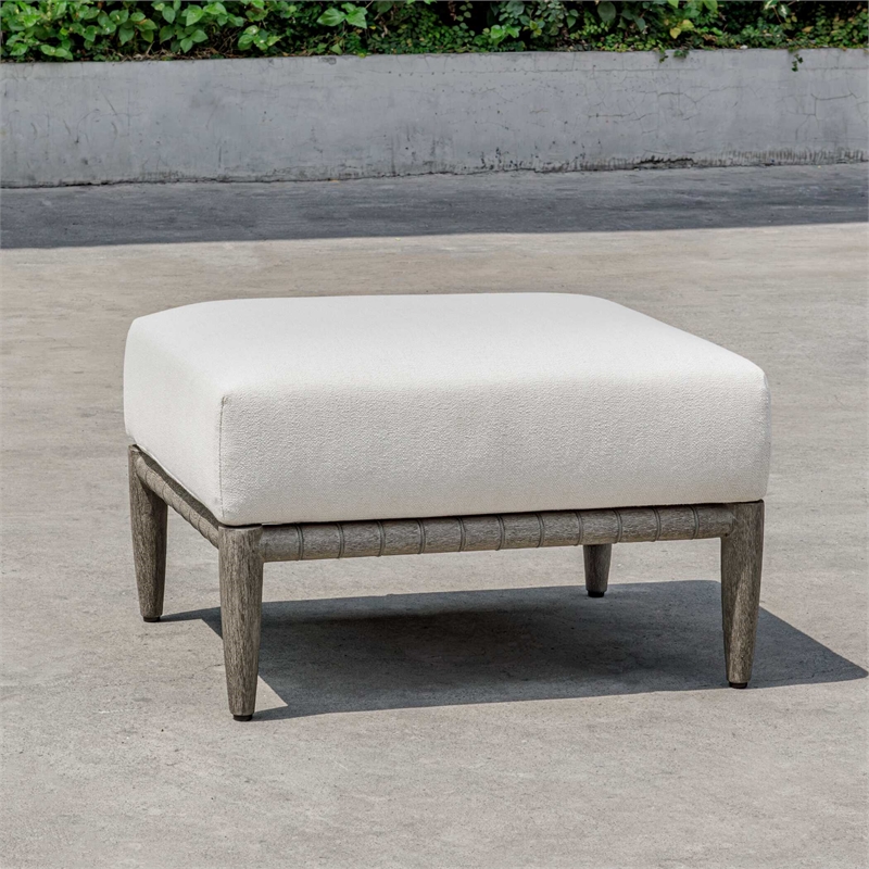 Uttermost Borneo Cushion Outdoor Ottoman in White