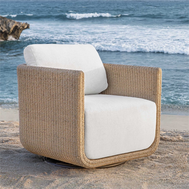 Uttermost Santorini Outdoor Swivel Lounge Chair in Brown