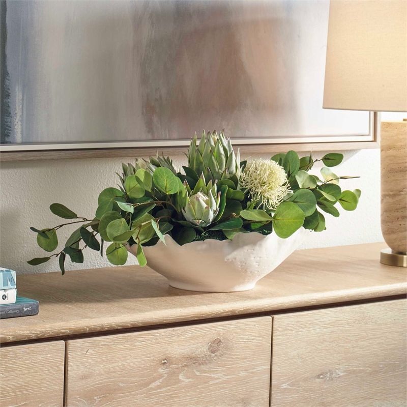 Uttermost Protea Blooms Centerpiece with White Bowl