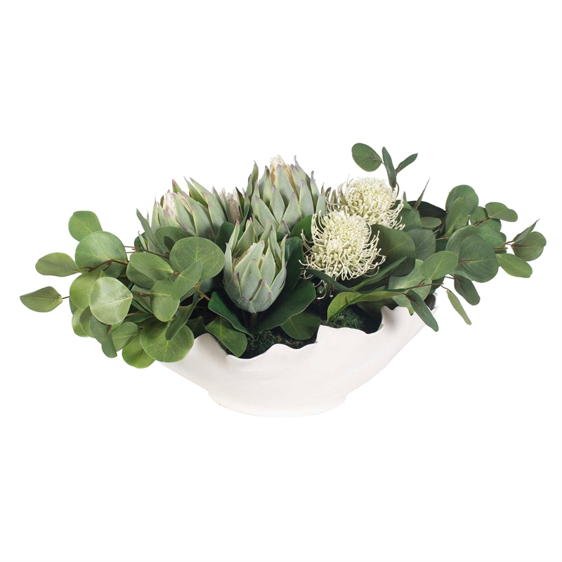Uttermost Protea Blooms Centerpiece with White Bowl