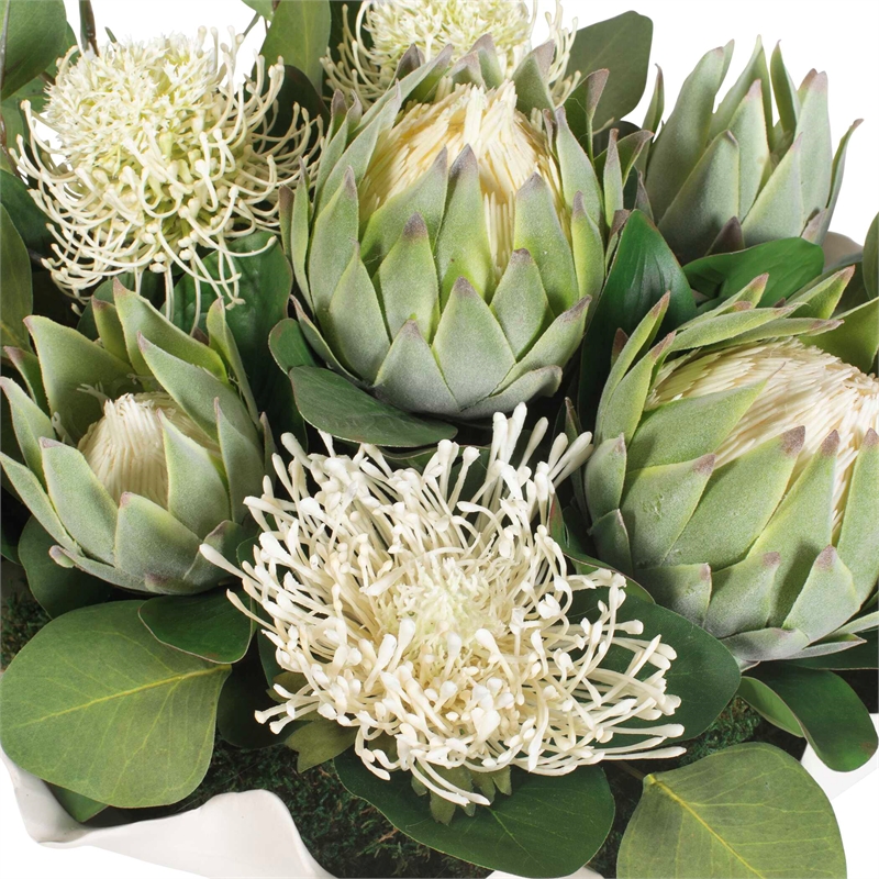Uttermost Protea Blooms Centerpiece with White Bowl