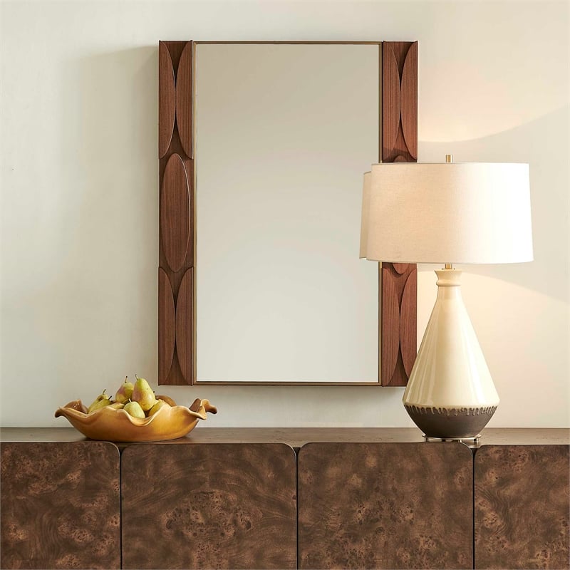 Uttermost Macario Mid-Century Wood Mirror in Woodtone