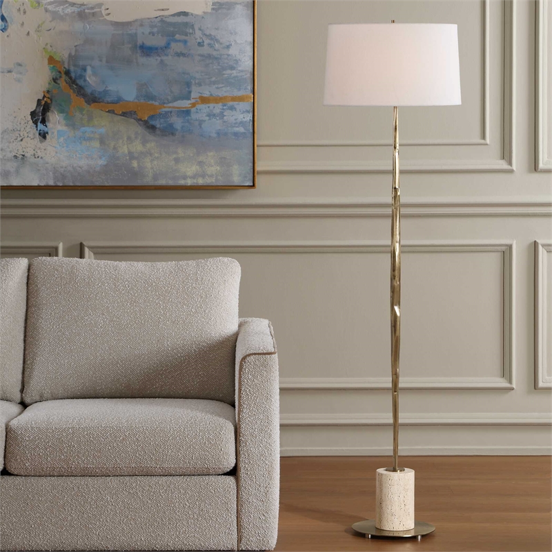 Uttermost Halen Brass Floor Lamp in Brass and Gold