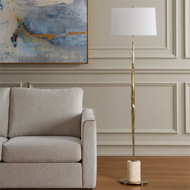 Uttermost Halen Brass Floor Lamp in Brass and Gold