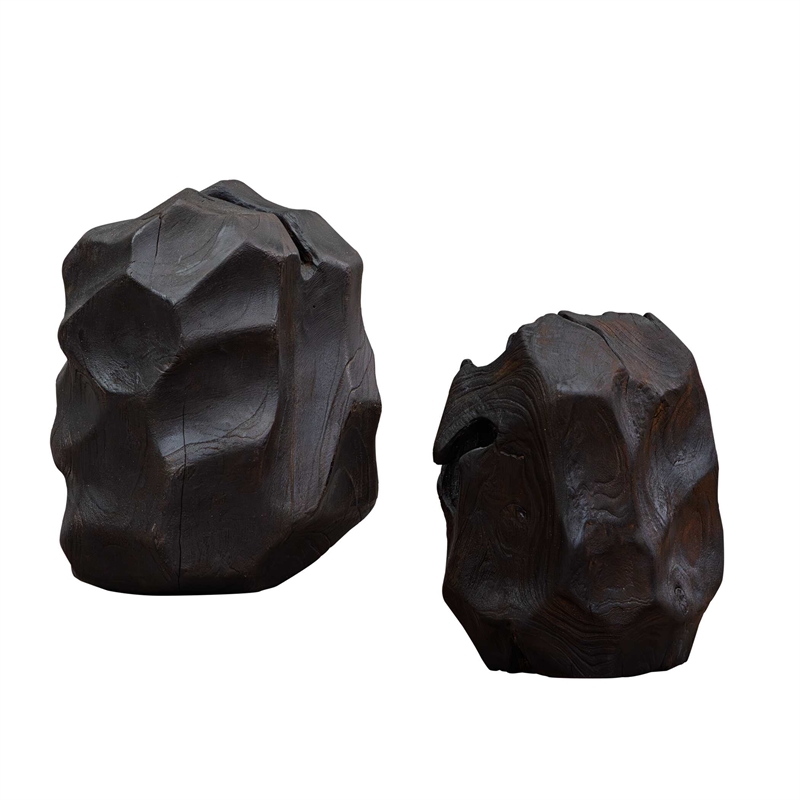 Uttermost Ember Root Teak Sculpture in Black (Set of 2)