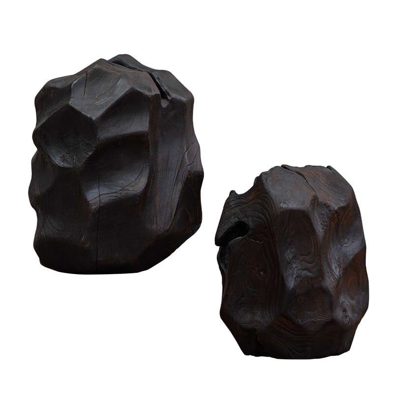 Uttermost Ember Root Teak Sculpture in Black (Set of 2)