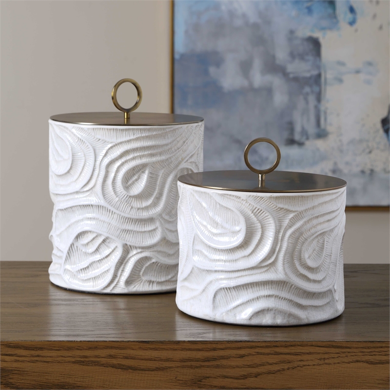 Uttermost Ivory Tide Canisters (Set of 2) in White