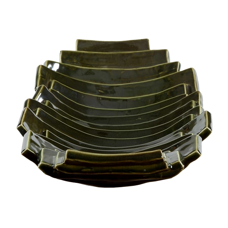 Uttermost Harbor Ridge Bowl in Olive Green