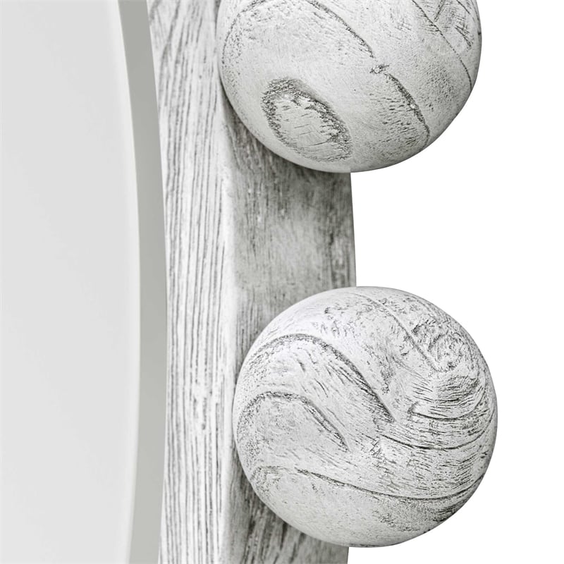 Uttermost Cyra Wood Round Mirror in Aged Ivory