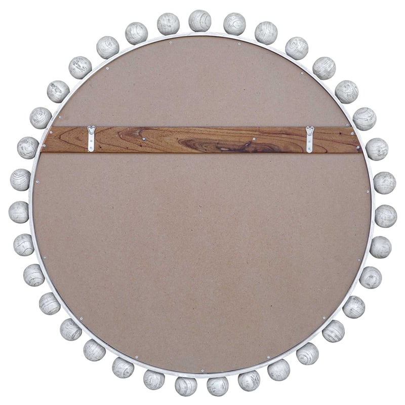 Uttermost Cyra Wood Round Mirror in Aged Ivory