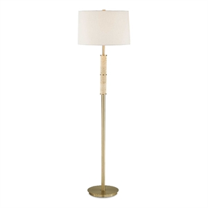 Uttermost Verlaine Travertine Floor Lamp in Brass and Gold