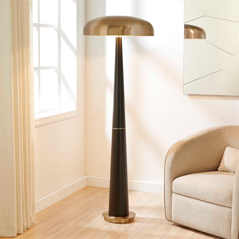 Uttermost Davis Floor Lamp in Black/Brass and Gold