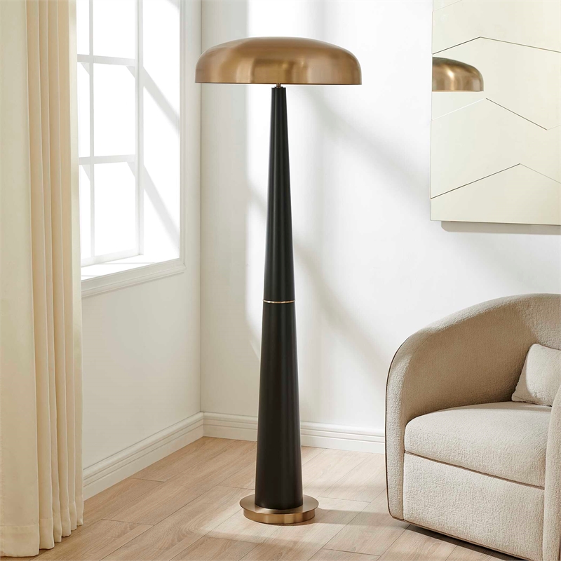 Uttermost Davis Floor Lamp in Black/Brass and Gold