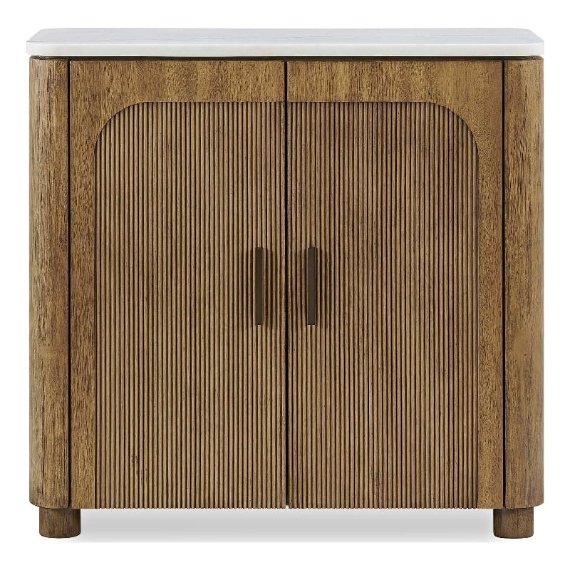 Uttermost Mebarak Reeded 2-Door Cabinet in Bronze/White and Woodtone