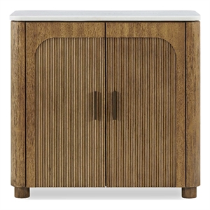 Uttermost Mebarak Reeded 2-Door Cabinet in Bronze/White and Woodtone