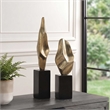 Uttermost Fluid Geometry Sculptures in Black and Gold (Set of 2)