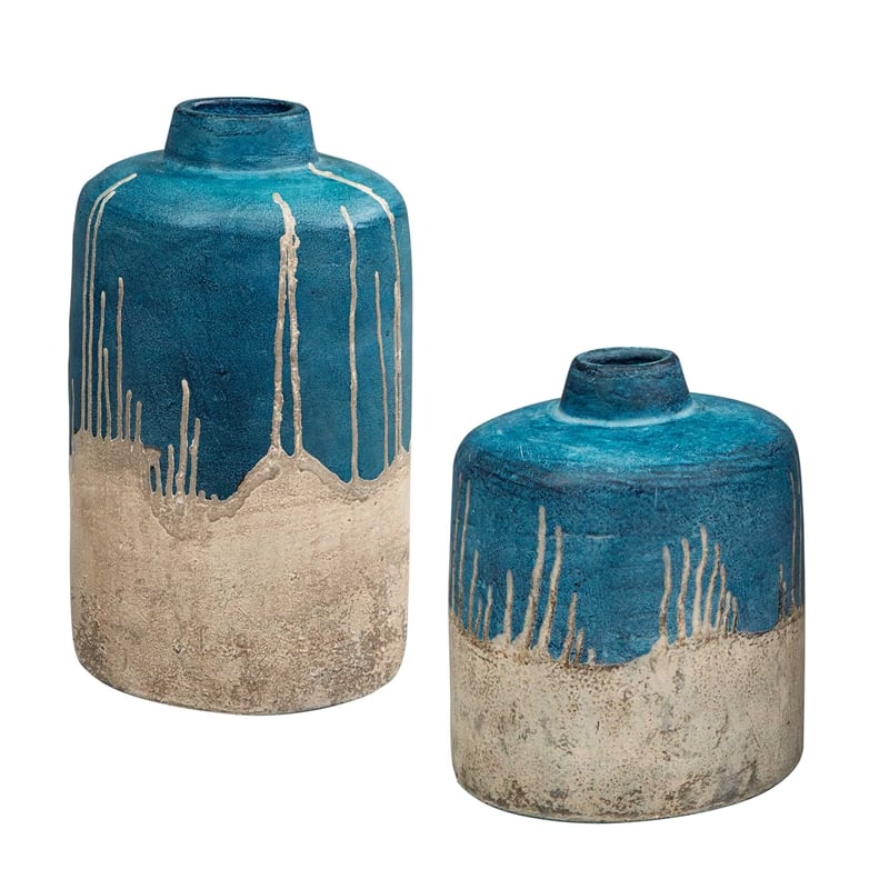 Uttermost Coastal Cascade Indoor-Outdoor Vases in Blue (Set of 2)
