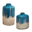Uttermost Coastal Cascade Indoor-Outdoor Vases in Blue (Set of 2)