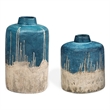 Uttermost Coastal Cascade Indoor-Outdoor Vases in Blue (Set of 2)